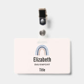 Blauw en perzik regenboog Boho ontwerp Badge (Voorzijde met clip)
