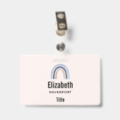 Blauw en perzik regenboog Boho ontwerp Badge (Achterkant met clip)