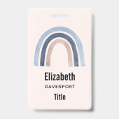 Blauw en perzik regenboog Boho ontwerp Badge (Achterkant)