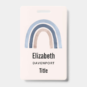 Blauw en perzik regenboog Boho ontwerp Badge