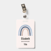 Blauw en perzik regenboog Boho ontwerp Badge (Achterkant met clip)