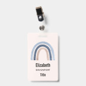 Blauw en perzik regenboog Boho ontwerp Badge (Voorzijde met clip)