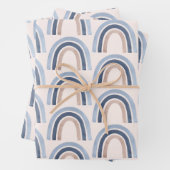 Blauw en perzik regenboog Boho patroon Inpakpapier Vel (In situ)