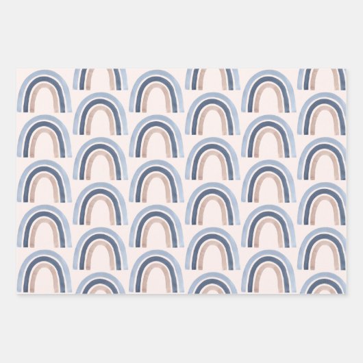 Blauw en perzik regenboog Boho patroon Inpakpapier Vel (Voorkant)