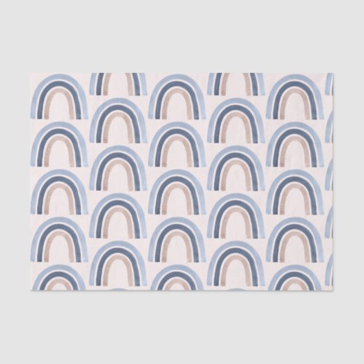 Blauw en perzik regenboog Boho patroon Tissuepapier (Voorkant)