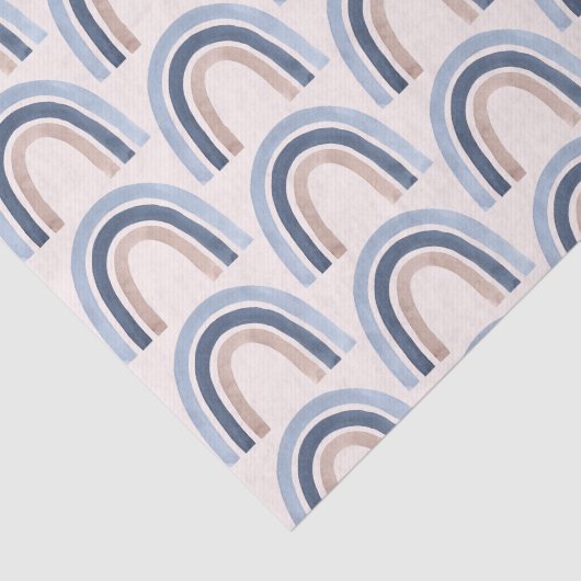 Blauw en perzik regenboog Boho patroon Tissuepapier (Detail)
