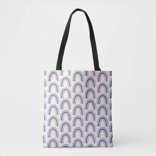 Blauw en perzik regenboog Boho patroon Tote Bag (Voorkant)