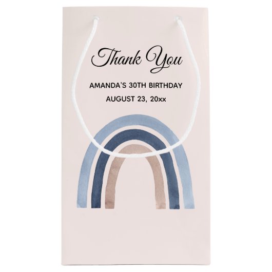 Blauw en Perzik Regenboog Boho Verjaardag Bedankt Klein Cadeauzakje (Achterkant)