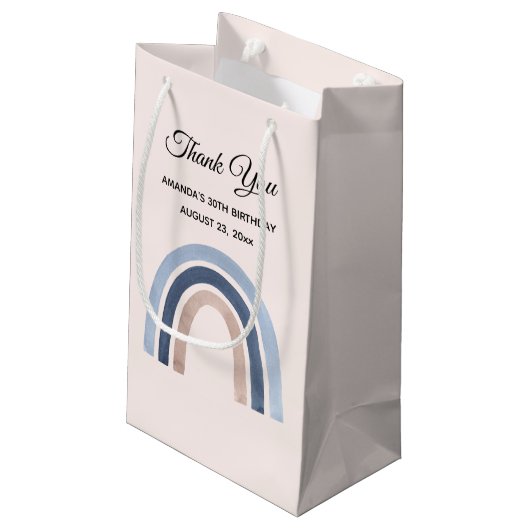 Blauw en Perzik Regenboog Boho Verjaardag Bedankt Klein Cadeauzakje (Achterkant Gekanteld)