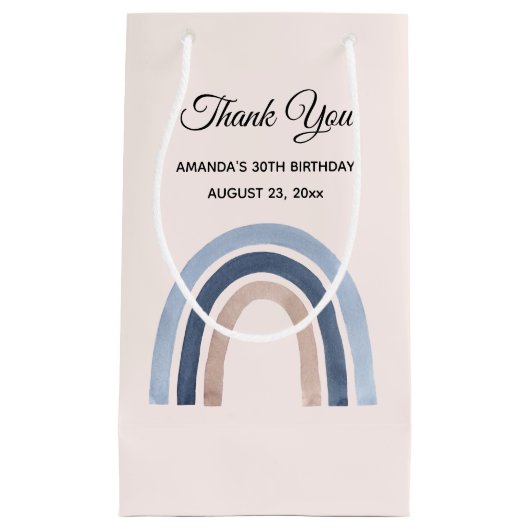 Blauw en Perzik Regenboog Boho Verjaardag Bedankt Klein Cadeauzakje (Voorkant)