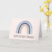 Blauw en perzik regenboog Boho-verjaardagsontwerp Kaart (Gele Bloem)