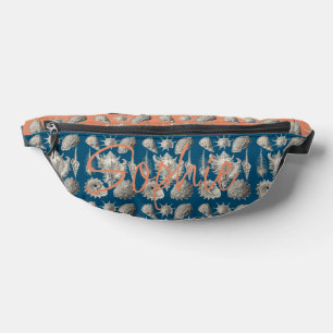 Blauw en perzik schelpen nautisch heuptasje