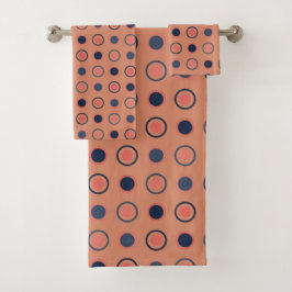 Blauw en perzik Stippen Bad Handdoek