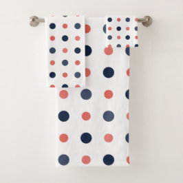 Blauw en perzik Stippen Bad Handdoek