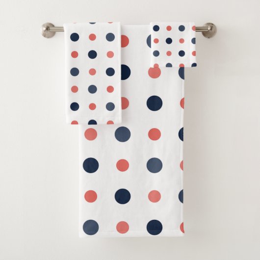 Blauw en perzik Stippen Bad Handdoek (Insitu)