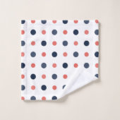 Blauw en perzik Stippen Bad Handdoek (Wasdoekje)
