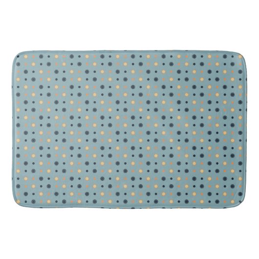 Blauw en perzik Stippen Badmat (Voorkant)