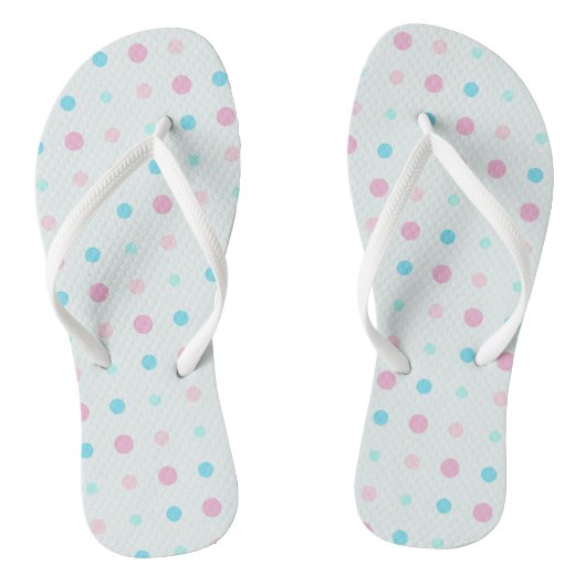 Blauw en perzik Stippen Teenslippers (Voetbed)