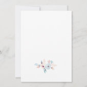 Blauw en perzik Waterverf bloemen bruiloft Kaart (Achterkant)