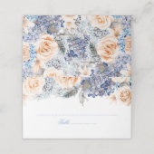 Blauw en perzik Waterverf Bloemen bruiloft Plaatskaartje (Buitenkant ongevouwen)