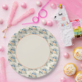 Blauw en perzik Waterverf bloemmotief Papieren Bordje (Feest)