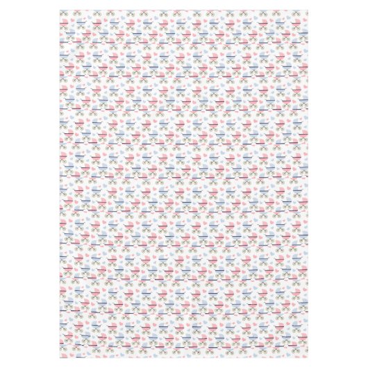Blauw- en PInk-Baby-buggy-Baby shower Tafelkleed (Voorkant)