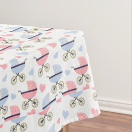 Blauw- en PInk-Baby-buggy-Baby shower Tafelkleed