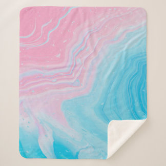 BLAUW EN PINK PAINTING SHERPA DEKEN