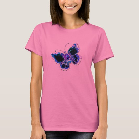 BLAUW- EN PINKBUTTERFLES T-Shirt (Voorkant)