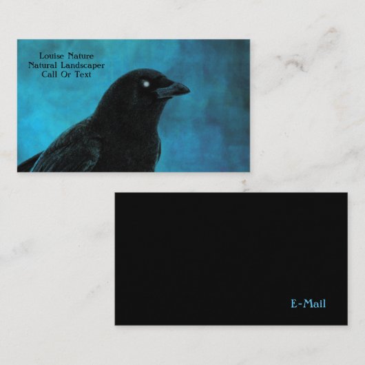 blauw en raaf visitekaartje (Voorkant / Achterkant)