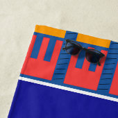 Blauw en rode gele handdoek (In situ)