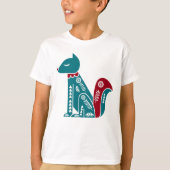 Blauw en rode  noordse eekhoorn t-shirt (Voorkant)