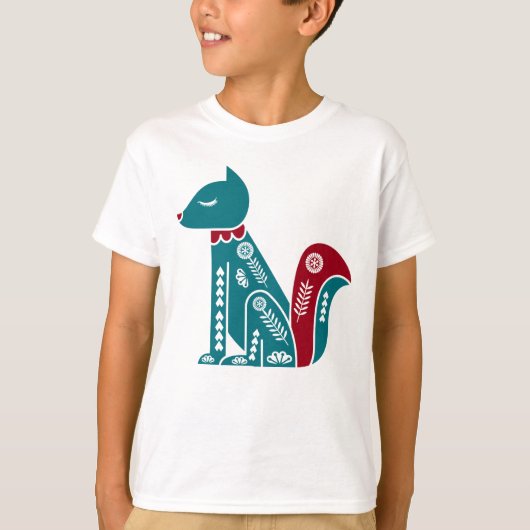 Blauw en rode  noordse eekhoorn t-shirt (Voorkant)