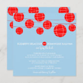 Blauw- en rode papieren lantaarns voor het binden kaart (Voorkant / Achterkant)