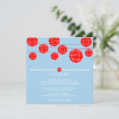 Blauw- en rode papieren lantaarns voor het binden kaart (Staand voorkant)