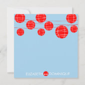 Blauw- en rode papieren lantaarns voor het binden kaart (Achterkant)