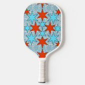 Blauw en Rode Ster Patroon Pickleball Paddle (Achterkant)