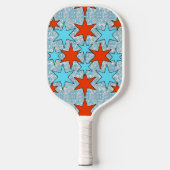 Blauw en Rode Ster Patroon Pickleball Paddle (Voorkant)