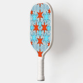 Blauw en Rode Ster Patroon Pickleball Paddle (Links)