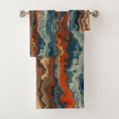 Blauw en Roest Abstract Bad Handdoek (Insitu)
