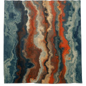 Blauw en Roest Abstract Douchegordijn (Voorkant)