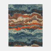 Blauw en Roest Abstract Fleece Deken (Voorkant)