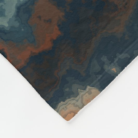 Blauw en Roest Abstract Fleece Deken (Hoek)