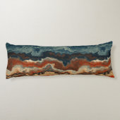 Blauw en Roest Abstract Lichaamskussen (Achterkant)