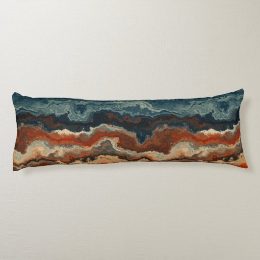 Blauw en Roest Abstract Lichaamskussen (Achterkant)