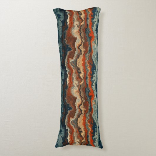 Blauw en Roest Abstract Lichaamskussen (Voorkant Verticaal)