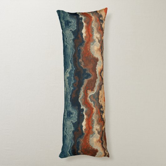 Blauw en Roest Abstract Lichaamskussen (Achterkant (Verticaal))