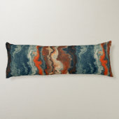Blauw en Roest Abstract Lichaamskussen (Achterkant)