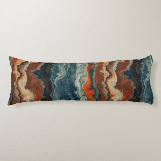 Blauw en Roest Abstract Lichaamskussen (Voorkant)