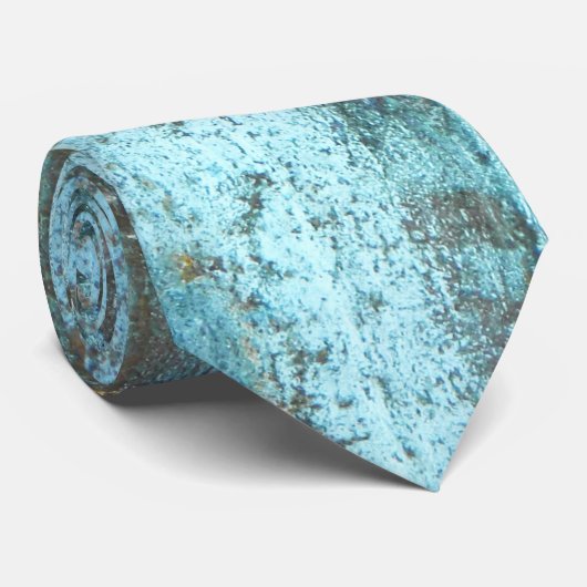 Blauw en roestruw geweerd rusted metal stropdas (Opgerold)